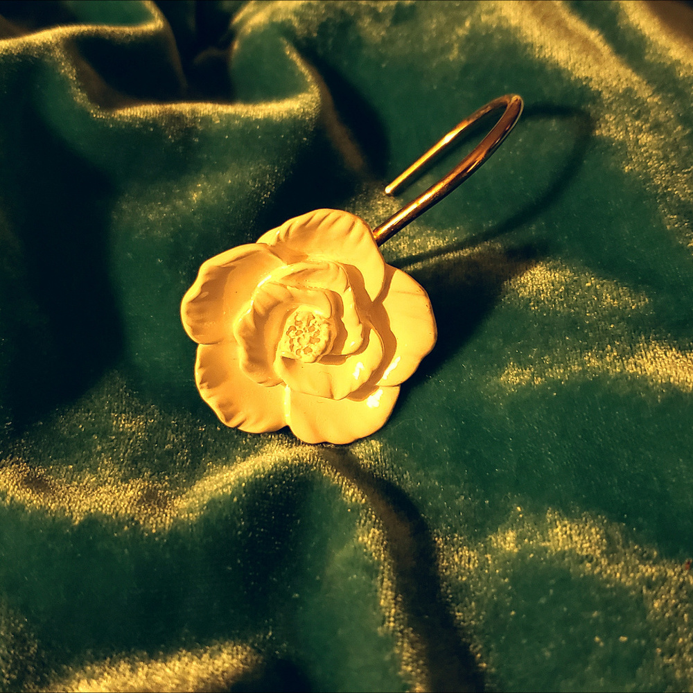 Cream Rose Shower Curtain Hooks